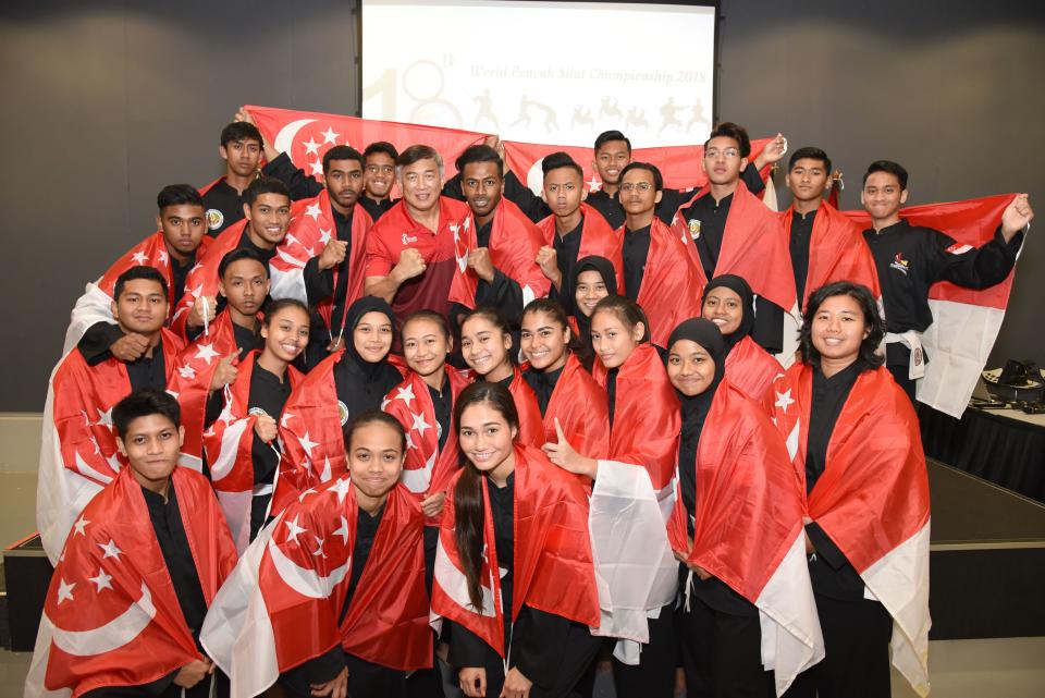 The Singapore contingent for the 2018 World Pencak Silat Championships in Singapore. (PHOTO: Singapore Silat Federation)