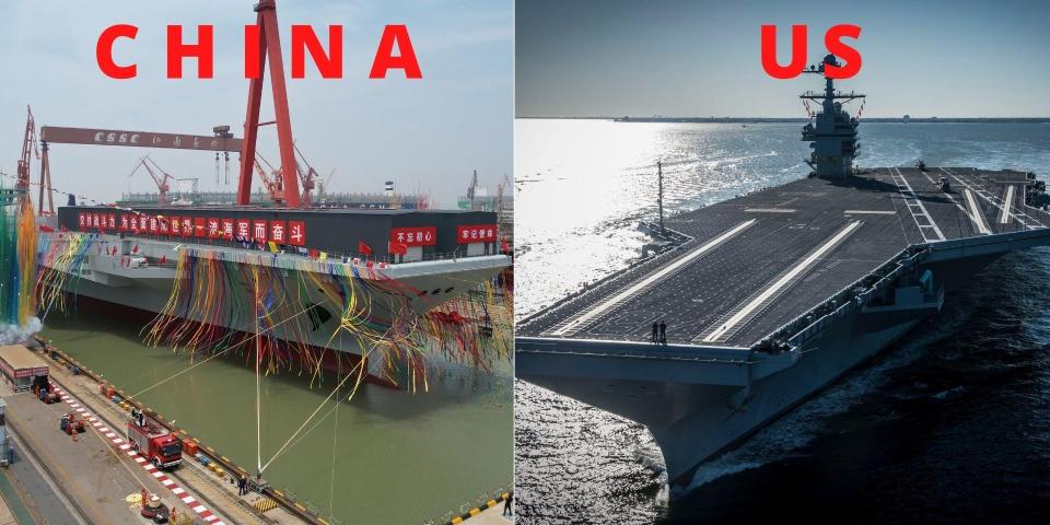 China's Fujian and the US' Gerald Ford aircraft carriers.