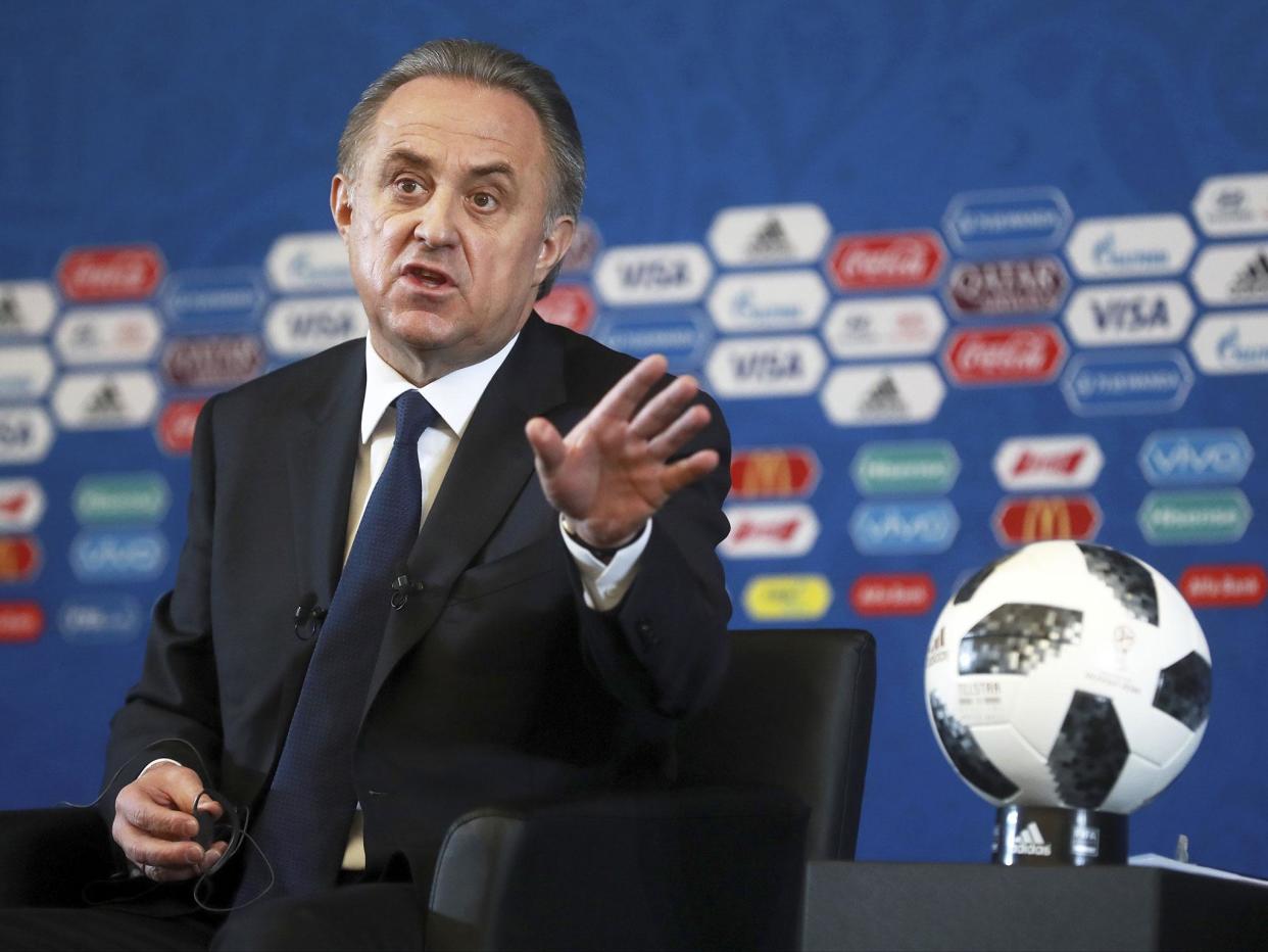 Vitaly Mutko was responsible for Russia’s successful World Cup bid. But more than 90 per cent of Russians say his resignation would help restore confidence in the country’s sport: AP