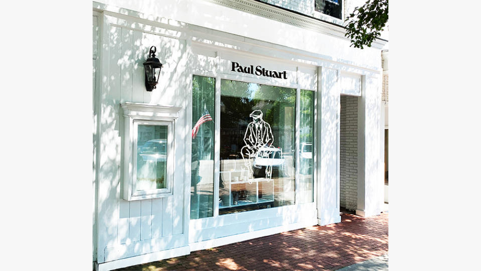 The storefront of Paul Stuart's new Southampton shop.