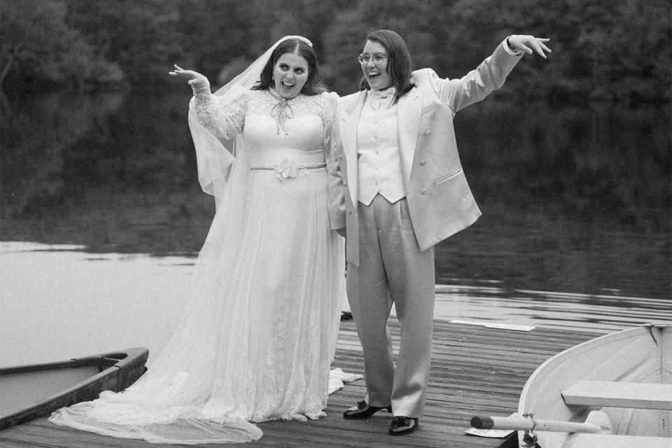 <p><a href="https://www.instagram.com/corbingurkin/">Corbin Gurkin</a></p> Beanie Feldstein and Bonnie-Chance Roberts on their wedding day