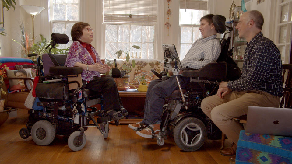 Judy Heumann, Samuel Habib and Dan Habib in 