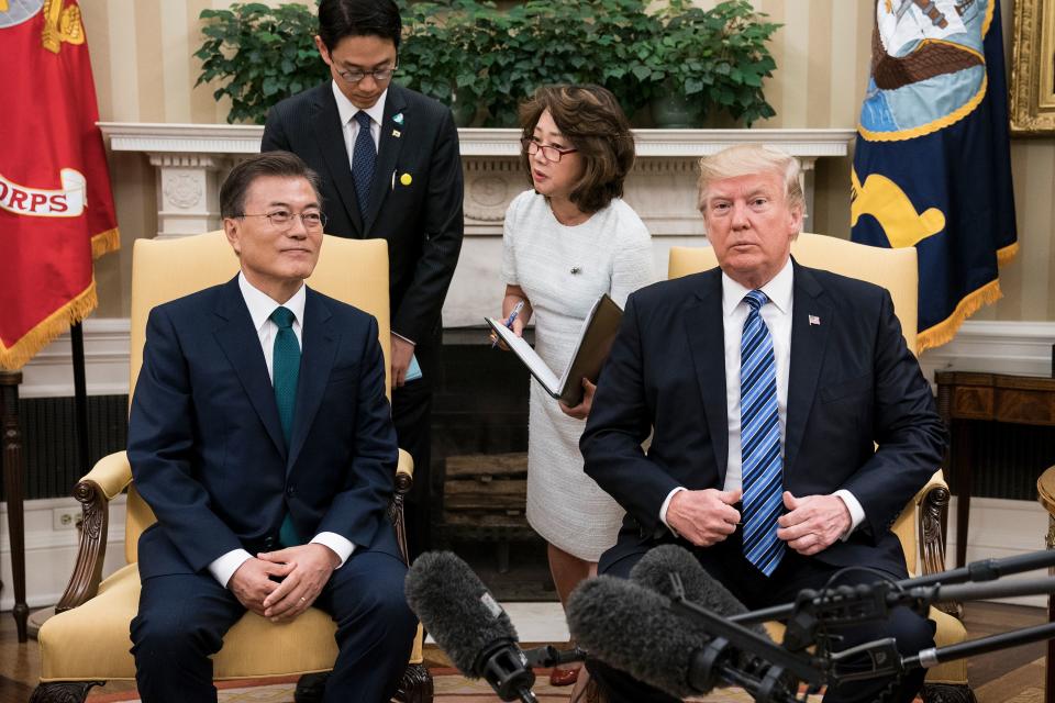 South Korea’s President Moon Jae-in and President Trump, June 30, 2017. (Photo: Brendan Smialowski/AFP/Getty Images)