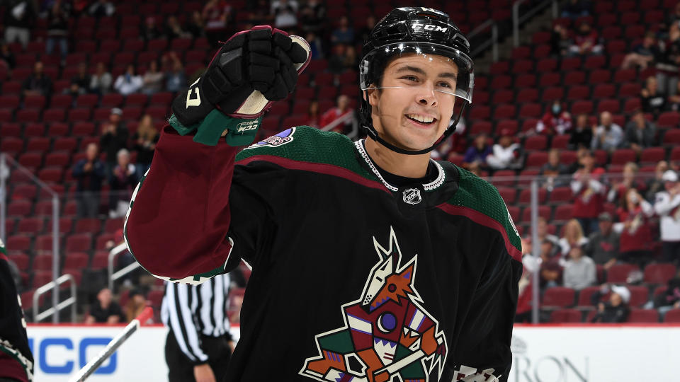 Dylan Guenther is the Coyotes' top prospect. (Photo by Norm Hall/NHLI via Getty Images)