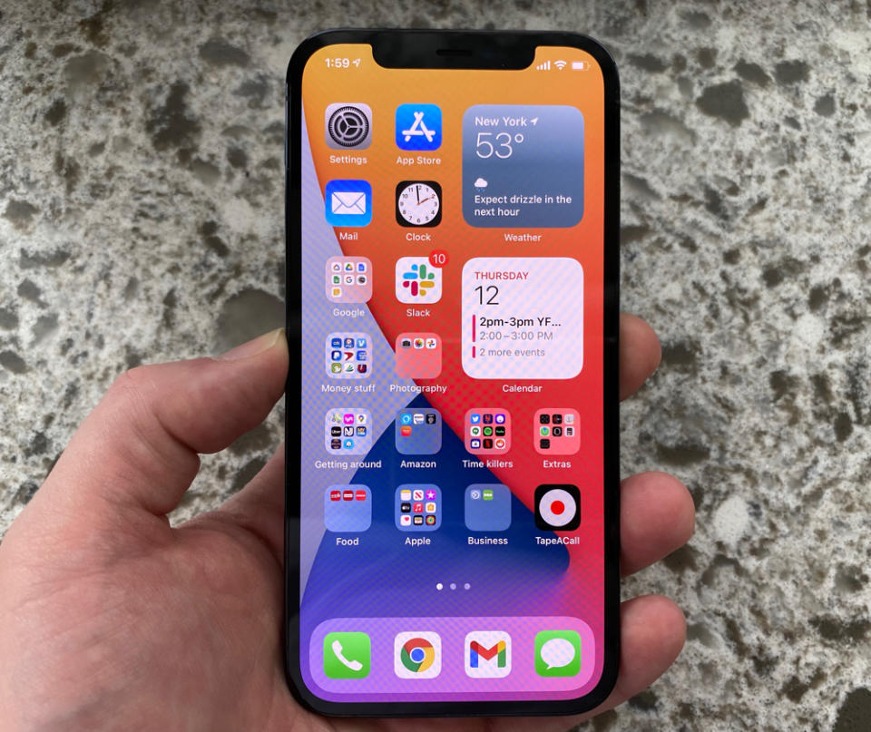 The iPhone 12 Pro is the same size as the iPhone 12, but ups the camera capabilities and storage space. (Image: Daniel Howley)