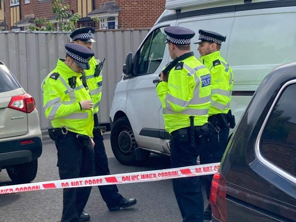 Police at the scene in Bermondsey (Chiara Giordano/The Independent)