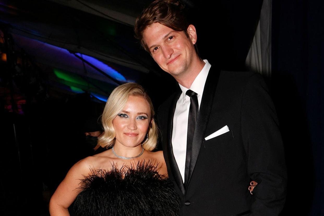 <p>MICHAEL TRAN/AFP via Getty Images</p> Emily Osment and Jack Anthony