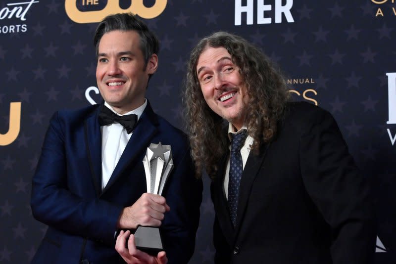 "Weird Al" Yankovic (R), seen with "Weird: The Al Yankovic Story" director Eric Appel, has a cameo in "Third Eye." File Photo by Jim Ruymen/UPI