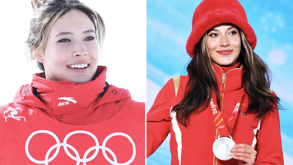 Eileen Gu, pictured here with her silver medal at the Winter Olympics.