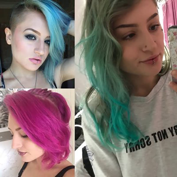 Jess says the bright hair colors help her fight depression. (Photo: Twitter/JBizzlington)