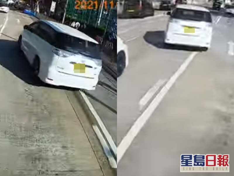 白色七人車當日連環亂cut多條行車線。