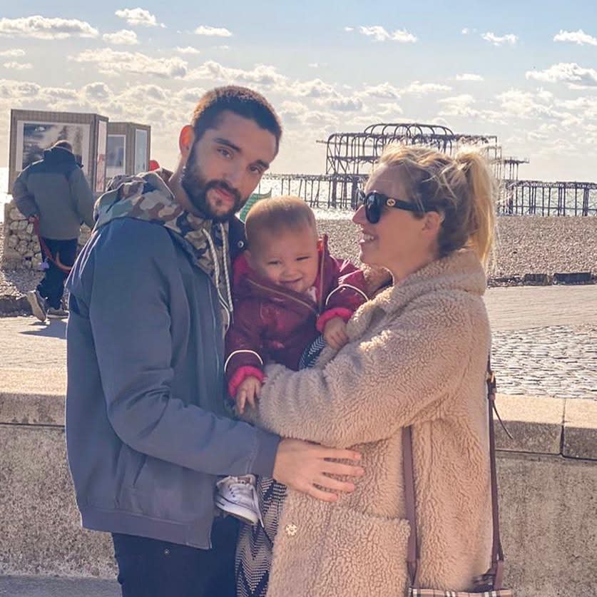 Tom Parker shared a photo of his pregnant wife Kelsey and their daughter Aurelia Rose, one, to break the heartbreaking news. Photo: Instagram/TomParkerOfficial