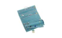 <p>This cool blue jewelry roll features deep, medium, and shallow zippered pockets, as well as a ring bar and earring panel.</p> <p>To buy: <a rel="nofollow noopener" href="http://ebags.evyy.net/c/249354/207595/3588?subId1=TLTRVG1JewelryCasesDZJun17&u=https%3A%2F%2Fwww.ebags.com%2Fproduct%2Fameri-leather%2Fleather-jewelry-roll%2F238063" target="_blank" data-ylk="slk:ebags.com;elm:context_link;itc:0;sec:content-canvas" class="link ">ebags.com</a>, $31</p>