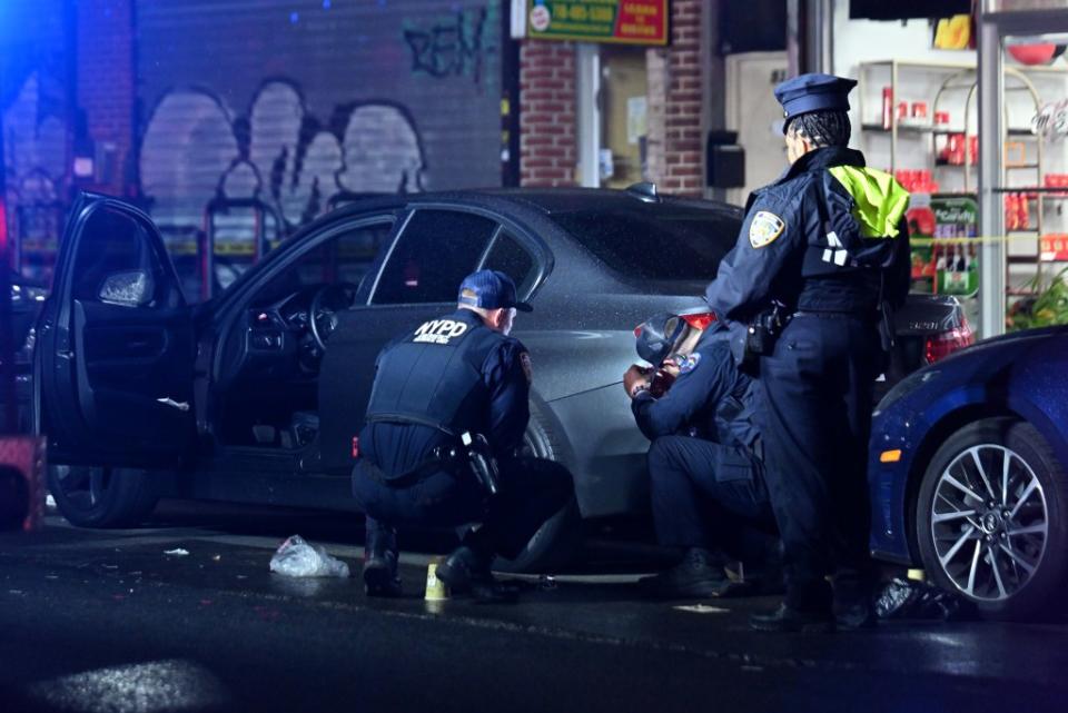 A man was shot multiple times next to a black BMW on Church and East 54th Streets in East Flatbush, Brooklyn, on Saturday. Paul Martinka