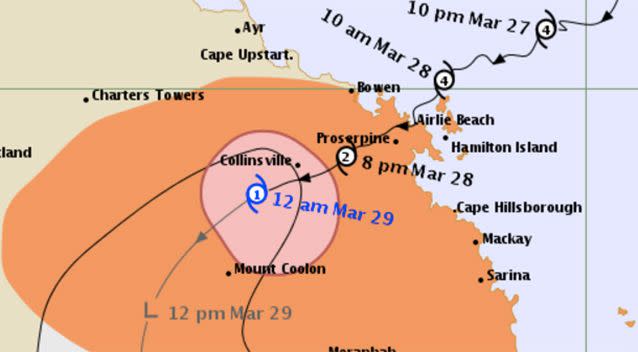 A map showing the progress of the storm, which has now been downgraded to a category 1.