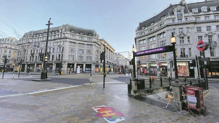 Menschenleere Oxford Street: Solch drastische Maßnahmen bleiben in Deutschland vorerst aus. Foto: dpa