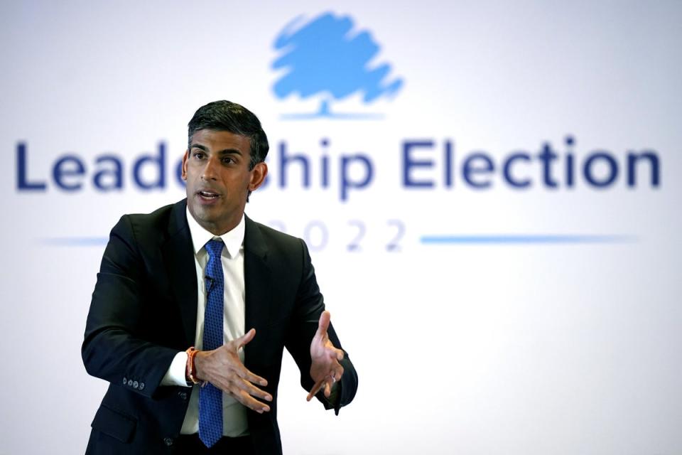 Rishi Sunak during a hustings event at the Culloden Hotel in Belfast (Niall Carson/PA) (PA Wire)