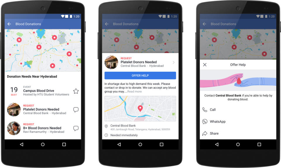 Facebook is offering two new ways to contribute when lives are on the line.