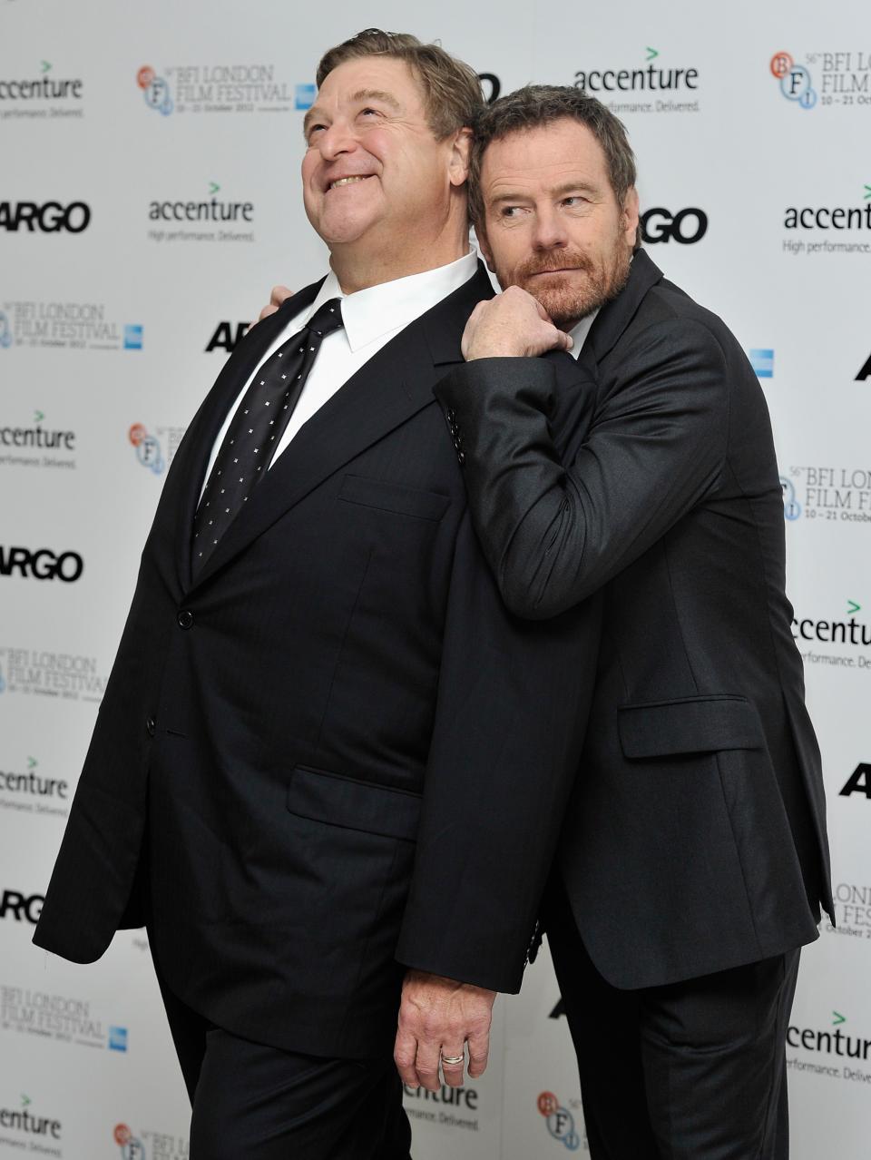 LONDON, ENGLAND - OCTOBER 17: Actors John Goodman and Bryan Cranston attend the "Argo" premiere during the 56th BFI London Film Festival at the Odeon Leicester Square on October 17, 2012 in London, England. (Photo by Gareth Cattermole/Getty Images for BFI)