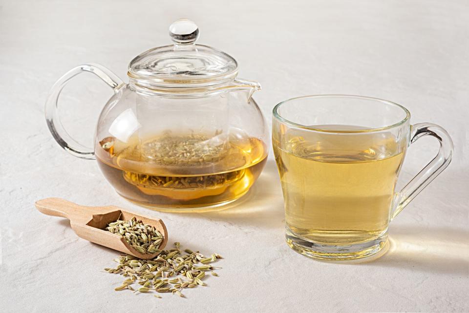 <p>“Steep 1⁄2 teaspoon each of cumin, coriander, and fennel seeds in a quart of boiling water; strain into a thermos and sip all day until sunset. This is an Ayurvedic remedy that helps improve digestion <a href="https://www.prevention.com/health/sleep-energy/a30981827/how-to-sleep/" rel="nofollow noopener" target="_blank" data-ylk="slk:and sleep;elm:context_link;itc:0;sec:content-canvas" class="link ">and sleep</a> and decrease <strong>palpitations, hot flashes, worry, and anxiety</strong>.”</p><p><em>—Kavitha Chinnaiyan, M.D., cardiologist, Beaumont Health</em></p>