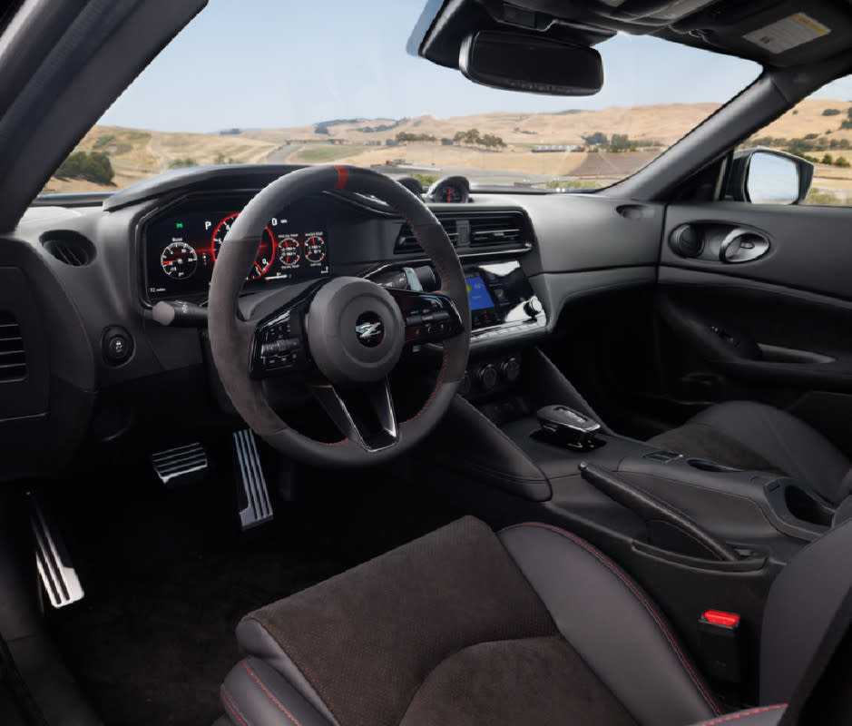 <em>The interior of the 2024 Nissan Z NISMO features welcome upgrades like Recaro seats and an Alcantara-wrapped steering wheel.</em><p>Courtesy Image</p>