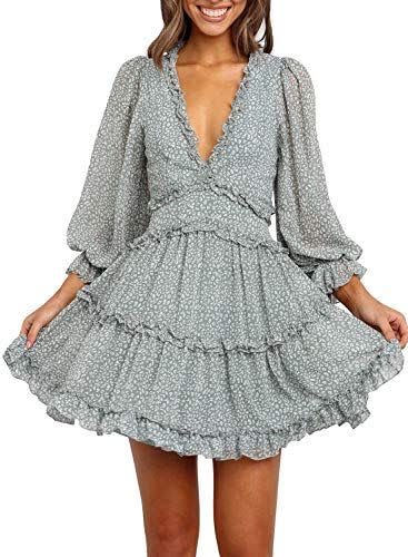 13) Long Sleeve Ruffle Layer Mini Dress