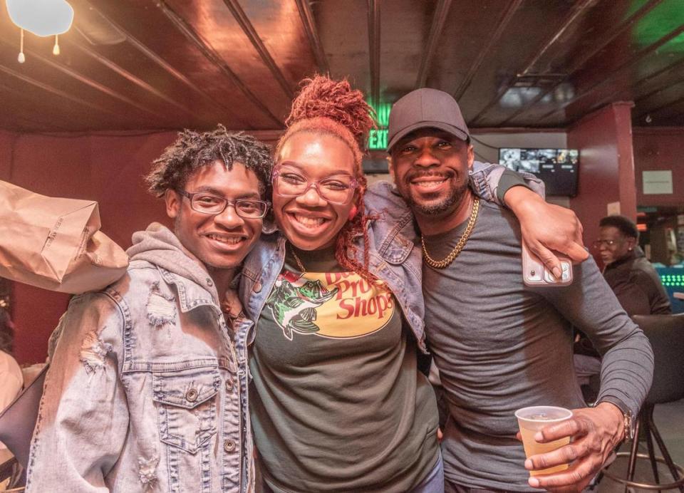 Darnell Washington, left, Ciara Flowers and Mitchel Strong on a recent Thursday at Just Chicken N Beer, 7500 Oldham Road.