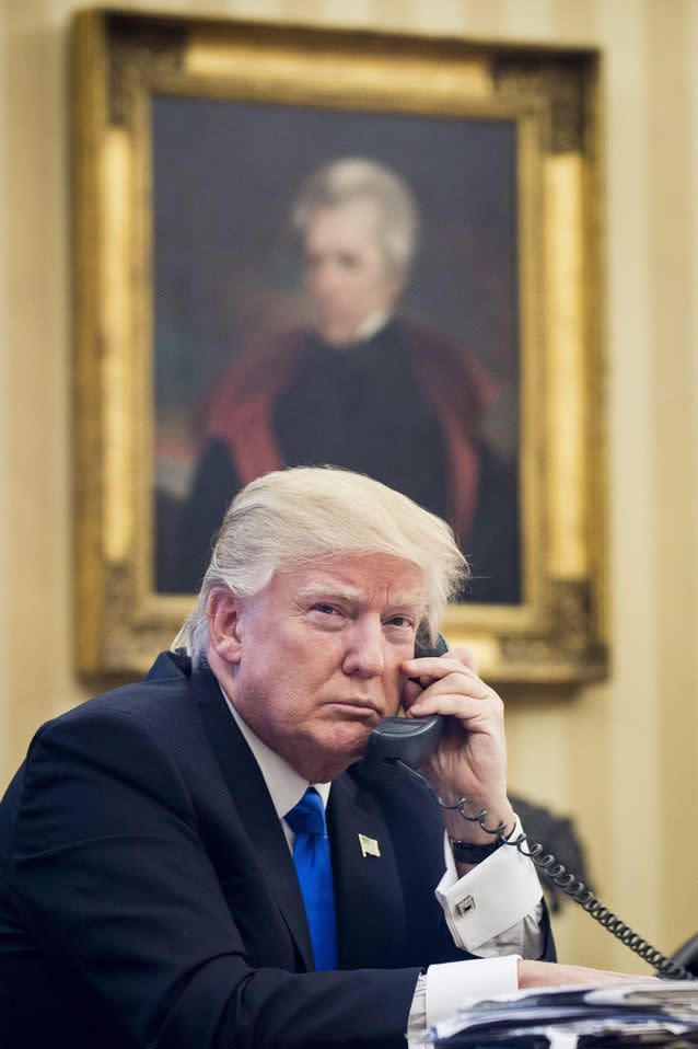 President Donald Trump in the Oval Office. Source: AP