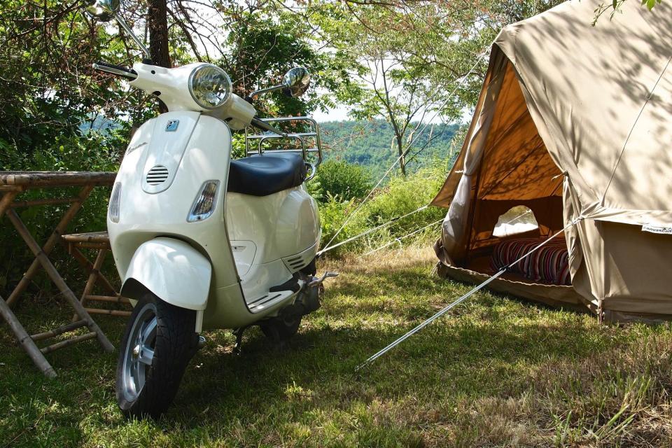 <p><span>Hidden in the hills of Majella National Park in central Italy, tent-only </span><a rel="nofollow noopener" href="https://coolcamping.com/campsites/europe/italy/rome-central-italy/abruzzo/1449-kokopelli-camping" target="_blank" data-ylk="slk:Kokopelli;elm:context_link;itc:0;sec:content-canvas" class="link "><span>Kokopelli</span></a><span> allows a maximum of 40 campers. Pitches, set among the olive trees, are accompanied by modern facilities, while the tiny cluster of shops and the 11th-century abbey of Serramonacesca is a short stroll away. The Adriatic coast is just a short drive away. A tent and two people from €20 (£17). [Photo: Cool Camping]</span> </p>