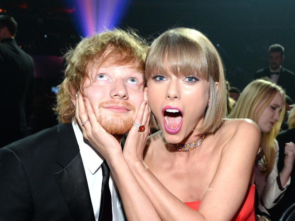 Ed Sheeran and Taylor Swift at The 58th GRAMMY Awards in 2015