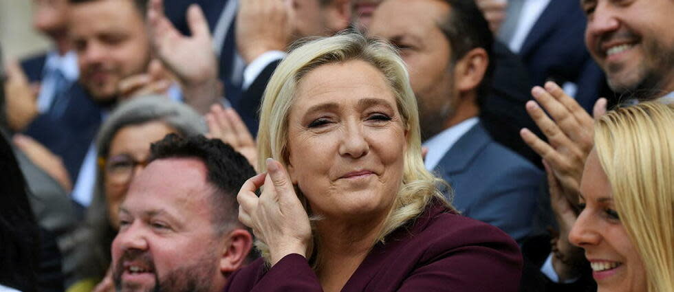 Marine Le Pen lors d'une séance photo à l'Assemblée nationale, à Paris, le 22 juin 2022. 
 
