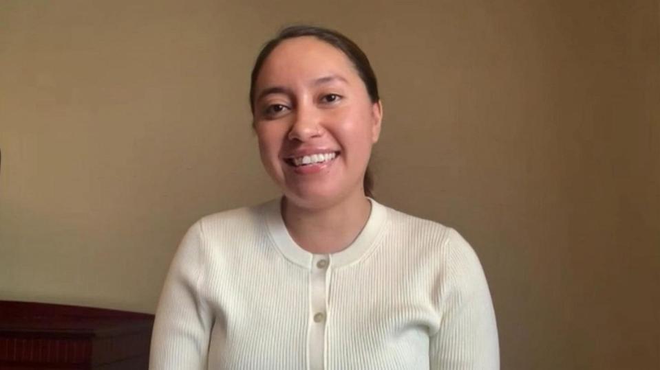 PHOTO: Electrical engineer Katya Echazarreta speaks with ABC News' Phil Lipof about becoming the first Mexican-born woman in space as part of Space for Humanity's Citizen Astronaut Program, March 28, 2024. (ABC News)