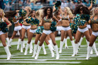 <p>Members of The Roar, the Jacksonville Jaguars cheerleading squad, perform during the game between the Indianapolis Colts and the Jacksonville Jaguars on December 3, 2017 at EverBank Field in Jacksonville, Fl. (Photo by David Rosenblum/Icon Sportswire via Getty Images) </p>