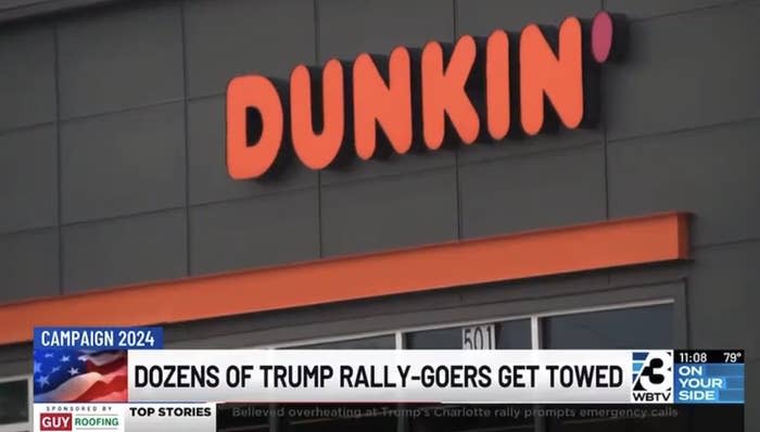 Dunkin' store sign above the headline 