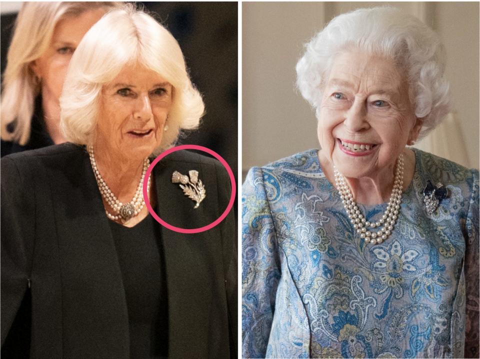 queen camilla brooch, queen elizabeth