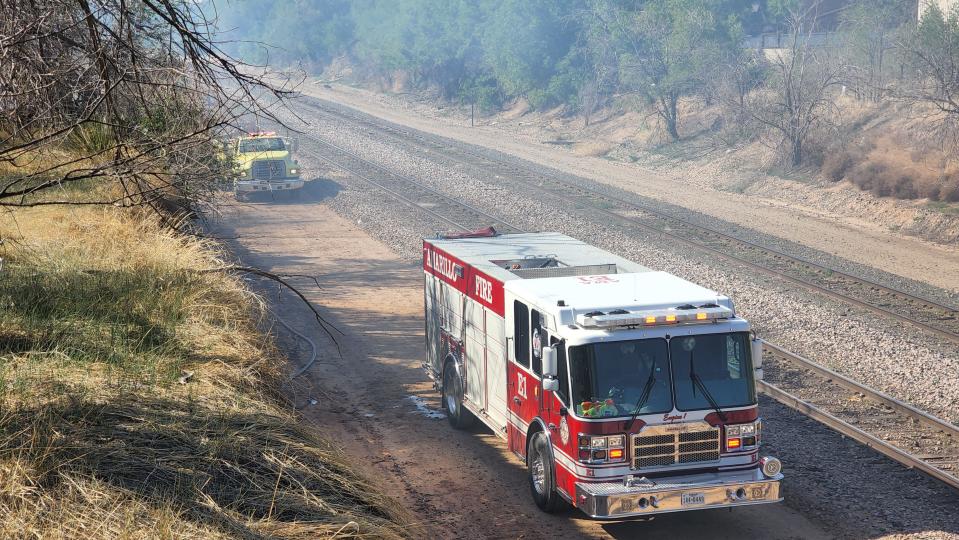 Amarillo Fire Department was called out to N. Lamar Street in response to reports of a fire at a scrapyard near the railroad tracks and ongoing construction in the area Saturday.