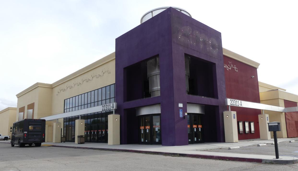 Signs posted on locked doors told visitors that the AMC Classic Apple Valley 14 movie theatre on Bear Valley Road had permanently closed.