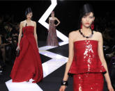 <b>Armani Prive SS13</b><br><br>Pillarbox-red peplums and sweeping ballgowns are bound to be a big hit with the A-list.<br><br>©Reuters