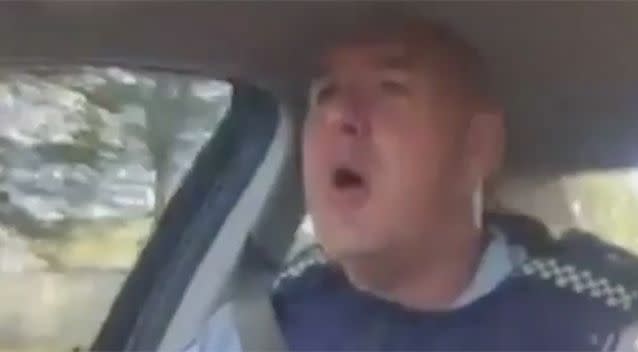 He can be seen crooning away behind the wheel of his car in the viral video. Photo: 7 News