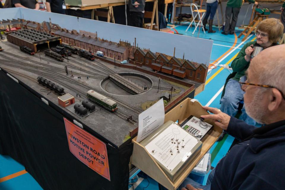 Behind the controls at the exhibition in Admiral Lord Nelson School. Picture: Mike Cooter (181123)