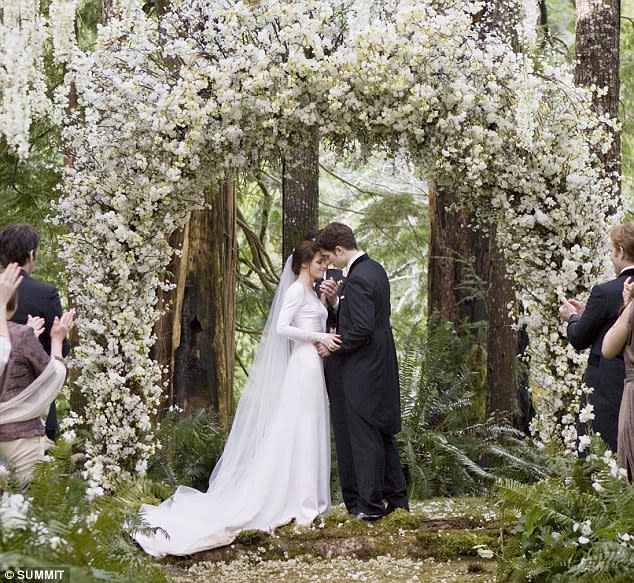 Bella's $35k Carolina Herrera "Twilight" wedding dress inspired multiple knock-offs and a few totally <a href="http://www.weddingwire.com/wedding-forums/twilight-fans-fake-engagement-to-try-on-bellas-dress/91fad723879c5611.html" rel="nofollow noopener" target="_blank" data-ylk="slk:unnecessary engagements;elm:context_link;itc:0;sec:content-canvas" class="link ">unnecessary engagements</a>.