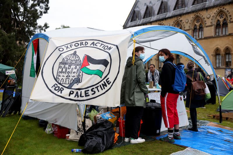 British students occupy university campuses in protest against conflict between Israel and Hamas, in Oxford