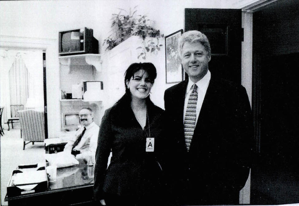 Ms Lewinsky and Mr Clinton at a White House function (Picture: Getty)