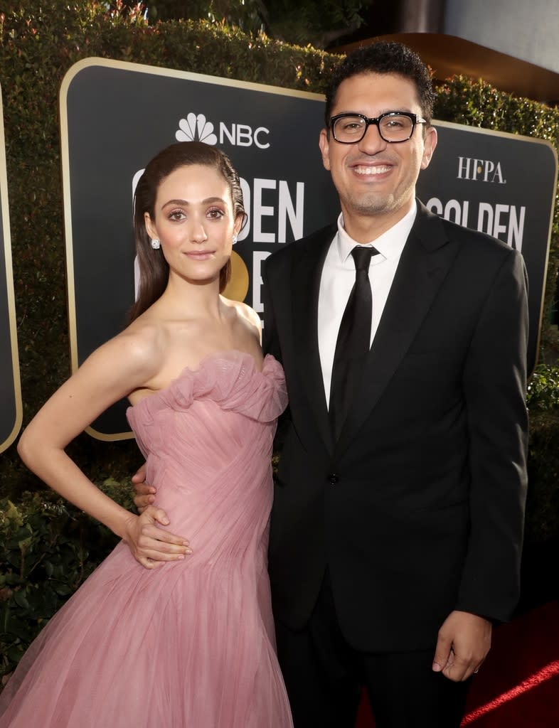 <p>Emmy Rossum and Sam Esmail</p>