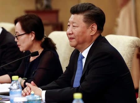 Chinese Premier Xi Jinping speaks at a meeting with Myanmar State Counsellor Aung San Suu Kyi (not in photo) at the Diaoyutai State Guesthouse in Beijing, China, August 19, 2016. REUTERS/Rolex Dela Pena/Pool/Files