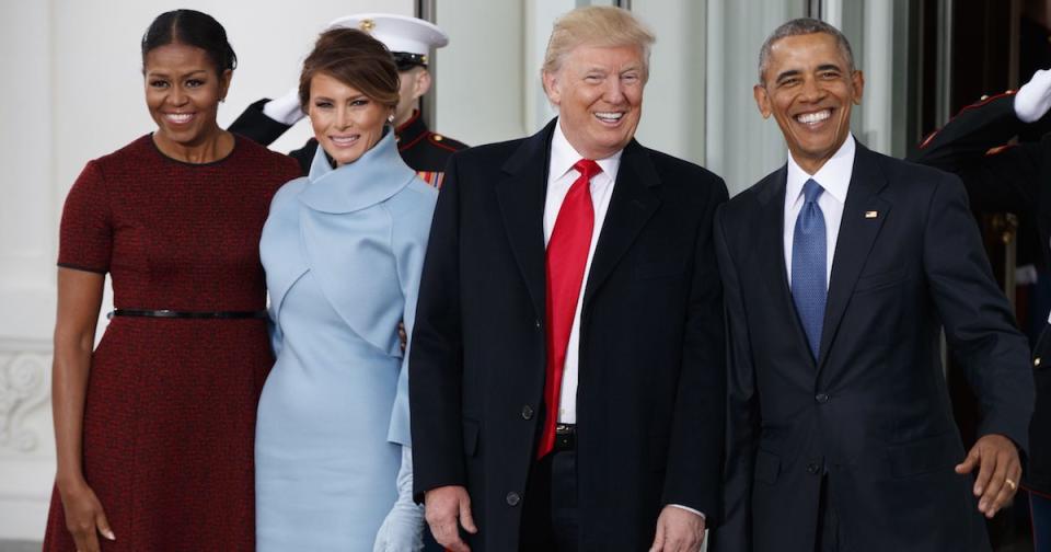 President Barack Obama, First Lady Michelle Obama, President-elect Donald Trump and Melania Trump (Copyright: Evan Vucci/AP/REX/Shutterstock)