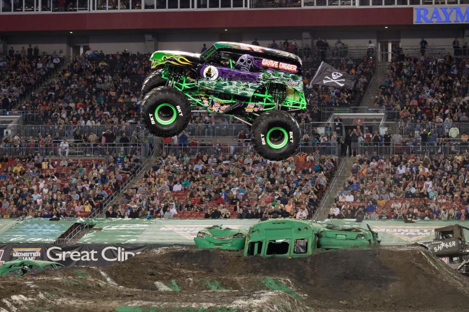 Grave Digger, driven by Adam Anderson, is one of the trucks scheduled to compete at Monster Jam this weekend in Jacksonville.