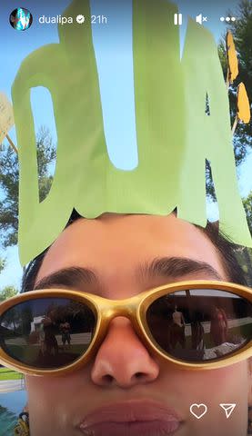 <p>Dua Lipa/Instagram</p> Dua lipa with a Dua Crown