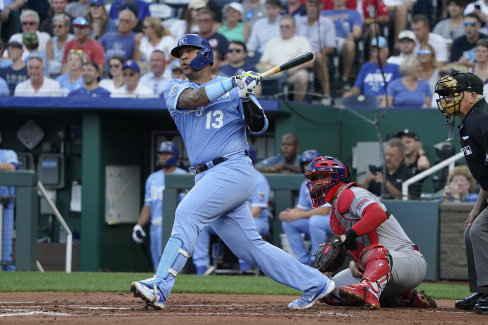 堪薩斯皇家當家鐵捕Salvador Perez，明年可能會轉戰其他球隊。（MLB Photo by Ed Zurga/Getty Images）