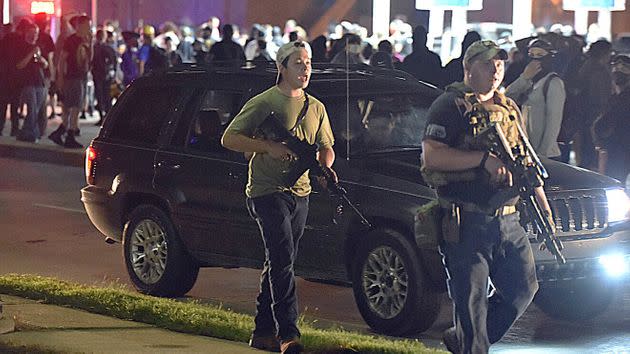 Kyle Rittenhouse at a Kenosha protest before he fatally shot two unarmed men. (Photo: Adam Rogan/The Journal Times via Associated Press)